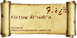 Firling Árpád névjegykártya